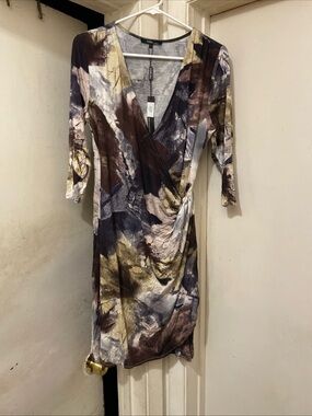 Amelia Wrap-Style Multi-Color Midi Dress Size Large